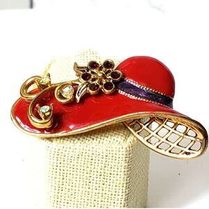 RED HAT SOCIETY Enameled & Embellished Collectible Brooch Pin